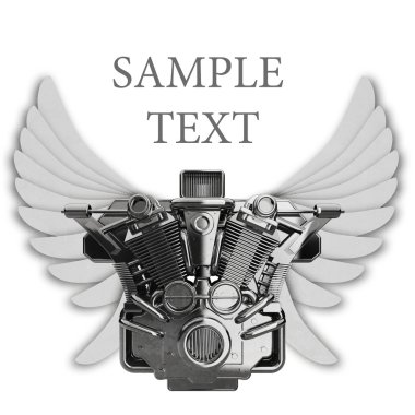 Motosiklet motoru kanatlı krom