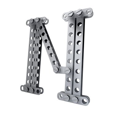 Perçinler ve vidalar ile metalik harf (N)