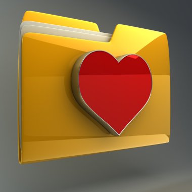 Kırmızı kalpli sarı klasör