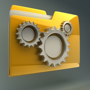 klasör simgesi ile dişli tekerler
