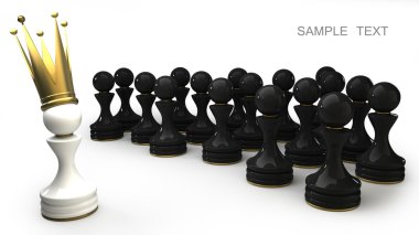 altın bir taç beyaz arka plan illüstrasyon izole piyon. yüksek çözünürlük