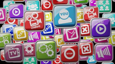 arka plan yüksek çözünürlükte 3d render Apps simgeler soyut