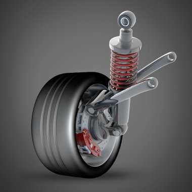 tekerlek, darbe emici ve fren balataları.