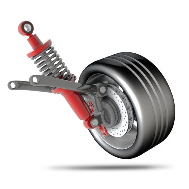 tekerlek, darbe emici ve fren balataları.