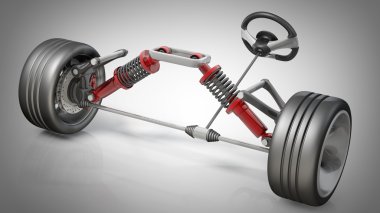 emici, fren balataları ve tekerlekler.