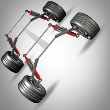 emici, fren balataları ve tekerlekler.