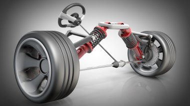 emici, fren balataları ve tekerlekler.