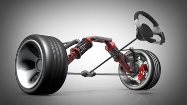 emici, fren balataları ve tekerlekler.