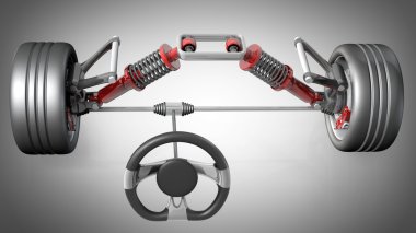 emici, fren balataları ve tekerlekler.