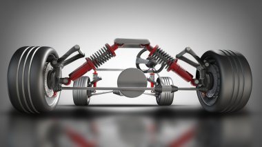 emici, fren balataları ve tekerlekler.