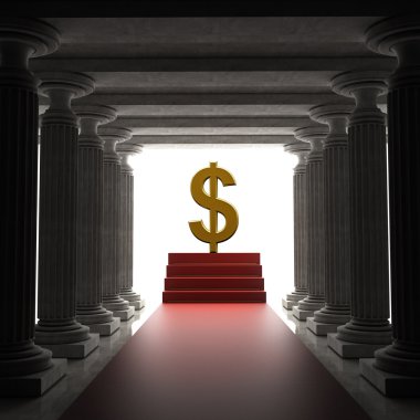 eski sütun Kırmızı halı ve bize antik stili Doları semboldür