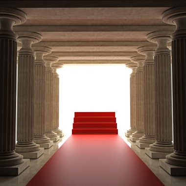 Old columns is ancient style with Red carpet Realistic clipart