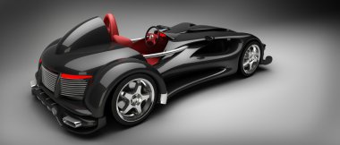 siyah spor otomobil road-star 3d render