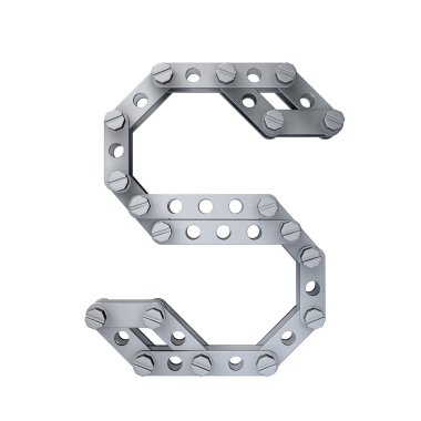 Perçinler ve vidalar ile metalik mektup (S)