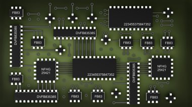 devre kartı. yüksek çözünürlükte 3d dijital olarak oluşturulan görüntü.