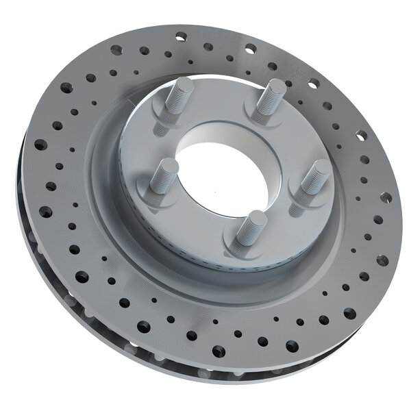 Тормозной диск изолирован на белом фоне - 3d рендеринг
