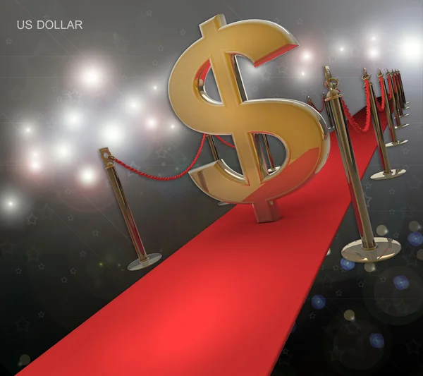 Oss dollar symbolen på röda mattan — Stockfoto