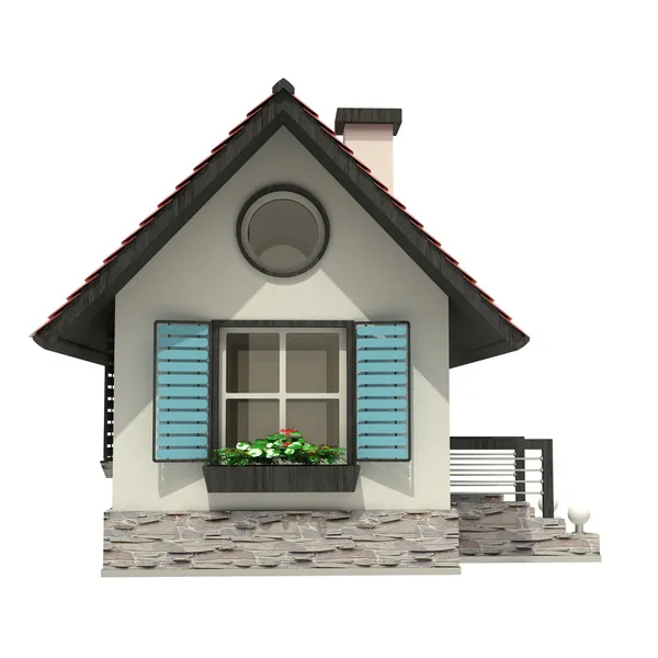 3D σπίτι που απομονώνονται σε λευκό φόντο — Φωτογραφία Αρχείου