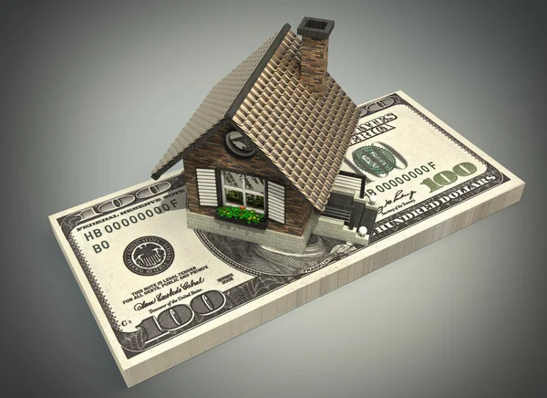 Concept house and dollars 3d High resolution — Stock Photo, Image