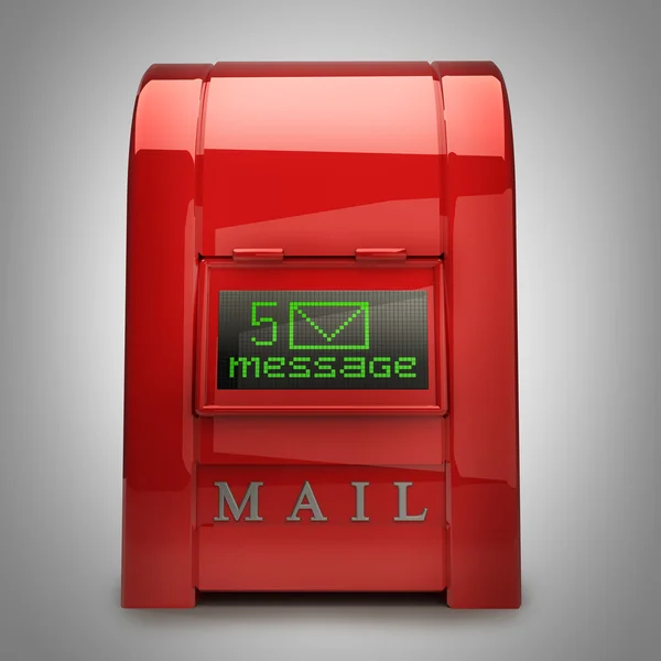 Röd postbox med elektronisk skärm 3d — Stockfoto