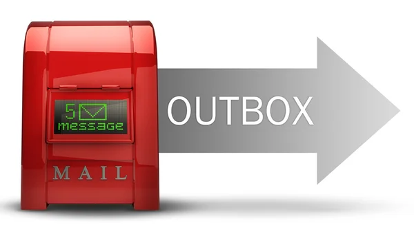 Rød postkasse med elektronisk skjerm – stockfoto