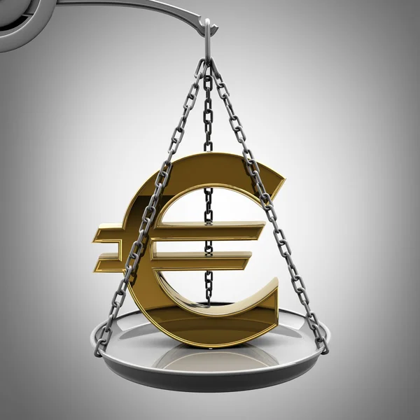 Měřítko se zlatým symbolem eura — Stock fotografie