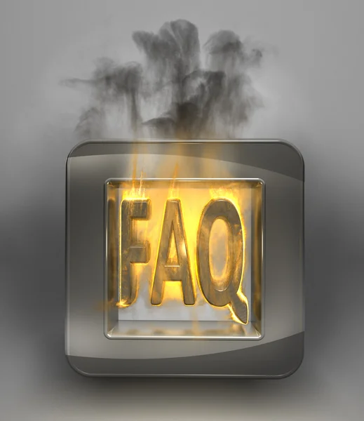 3D przycisk faq płonące ikona wysokiej reolution — Zdjęcie stockowe