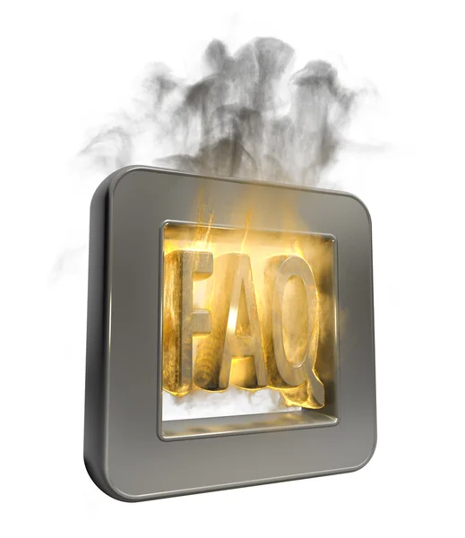 3D button FAQ flaming icon — Stock Photo, Image