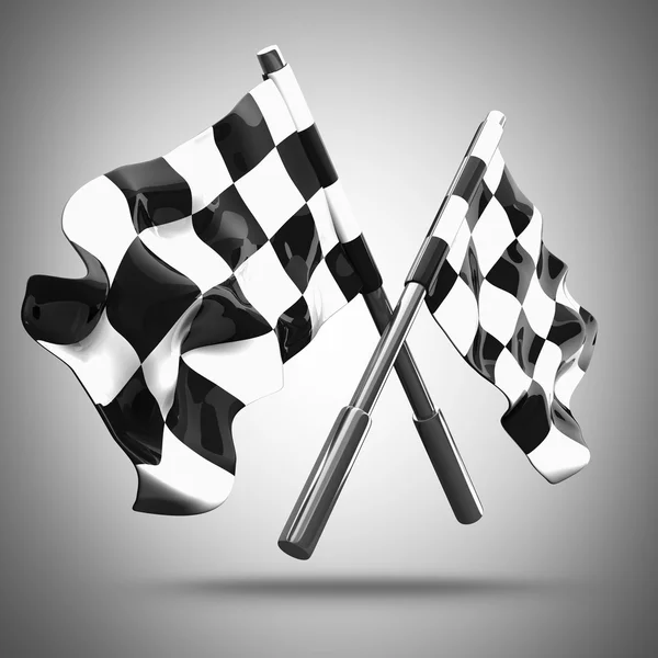 Two crossed checkered flags. High resolution 3d render — Stock Photo, Image