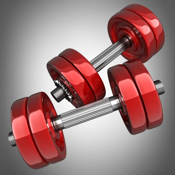 dumbell kırmızı. yüksek çözünürlükte 3d render
