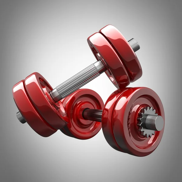 Dumbbells RED. High resolution 3d render — Stock Photo, Image