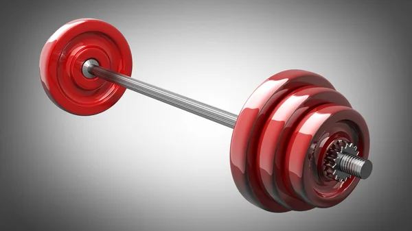 Kırmızı dumbbell 3D çizimi. yüksek çözünürlük — Stok fotoğraf