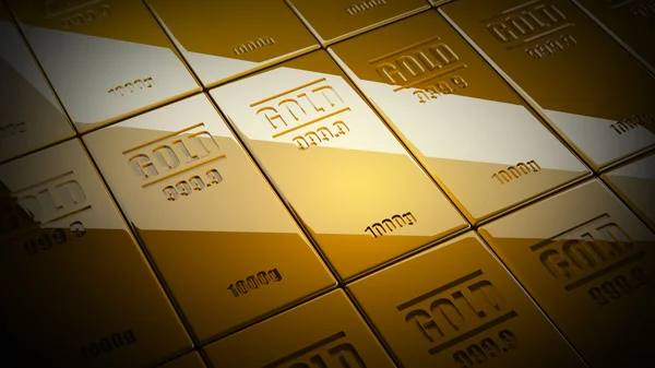 Gold ingots background High resolution 3d render — Stock Photo, Image