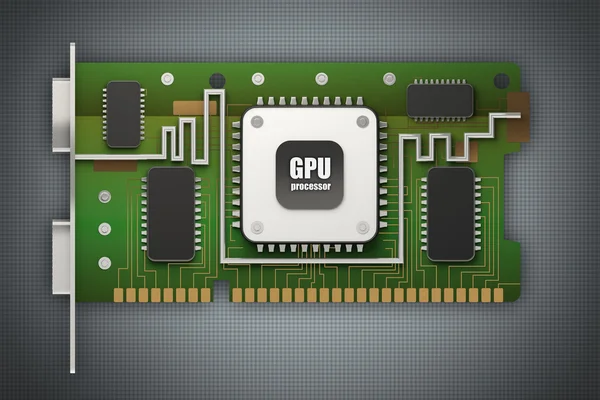 3d render tarjeta gráfica GPU de alta resolución — Foto de Stock