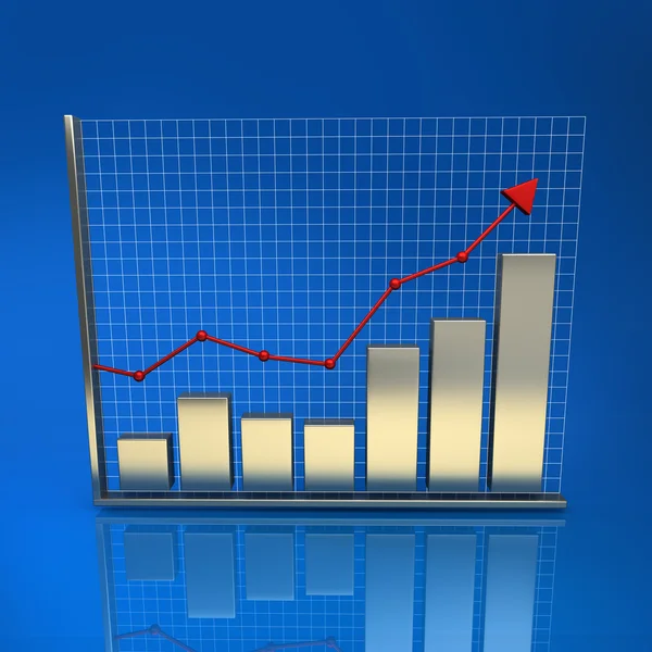 Bares de plata de crecimiento empresarial 3D — Foto de Stock