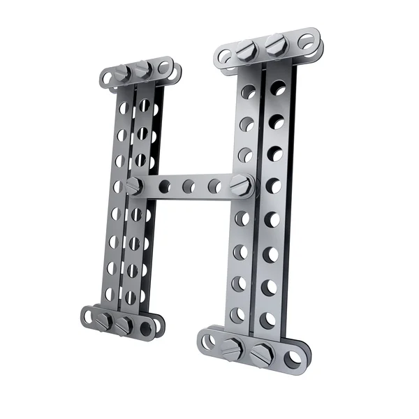 Metallic letter (H) with rivets and screws — Stock Photo, Image