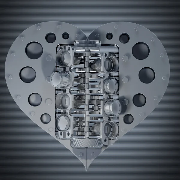 Cuore meccanico Rendering V8 3d — Foto Stock