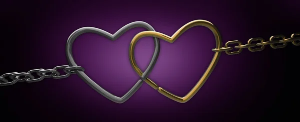 Chain with two hearts — Stock Photo, Image