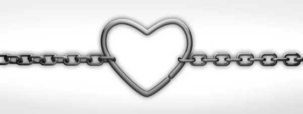 Corazón y cadena de plata aislados en blanco — Foto de Stock