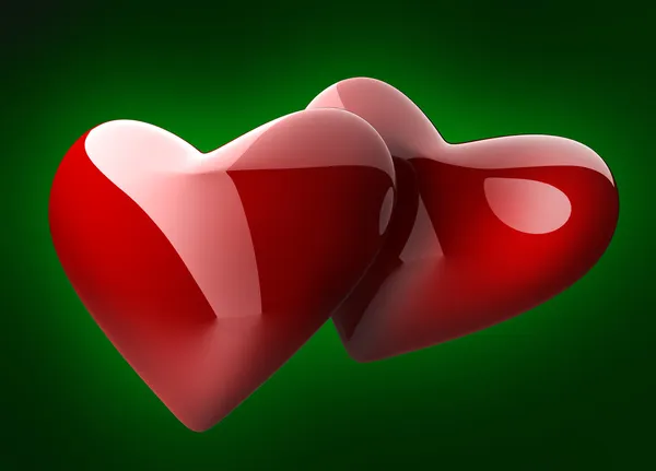 Символ серця на зеленому - це 3d ілюстрація рендеринга — стокове фото