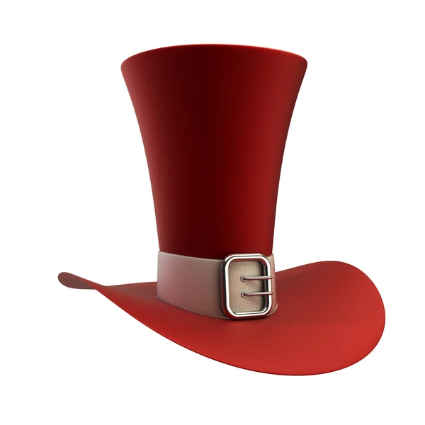 Red top hat with white strip isolated on white background — Stock Photo, Image