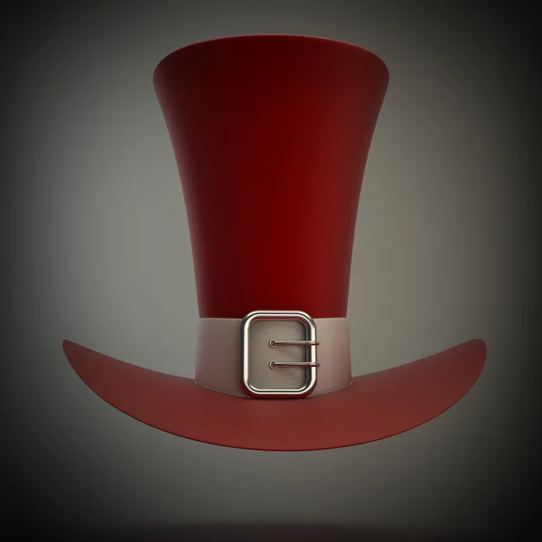 Chapeau haut de forme rouge avec bande blanche haute résolution 3D — Photo