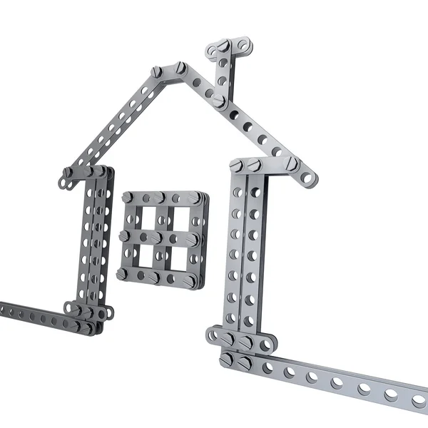 Metal symbol of the house with rivets and screws — Stock Photo, Image