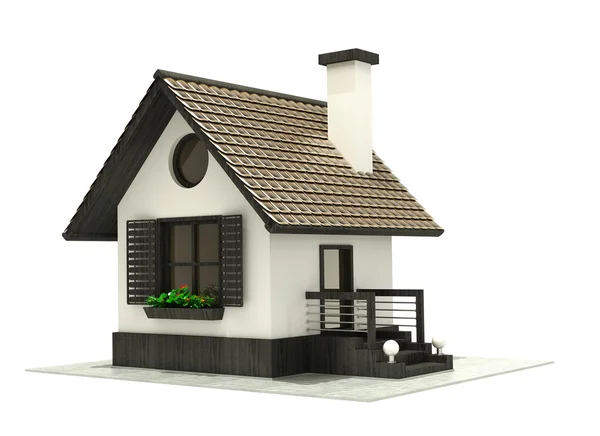 3D-huis geïsoleerd op witte achtergrond hoge resolutie — Stockfoto