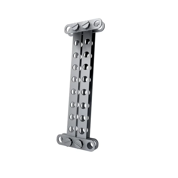 Metallbuchstabe (i) mit Nieten und Schrauben — Stockfoto