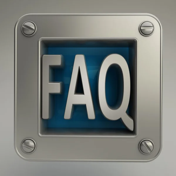 3D ikona przycisku z symbolem faq — Zdjęcie stockowe