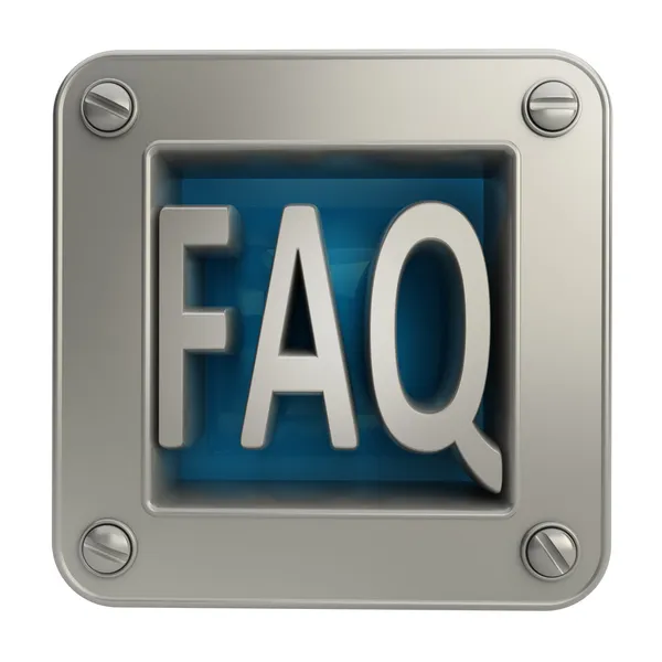 3D ikona przycisku z symbolem faq — Zdjęcie stockowe
