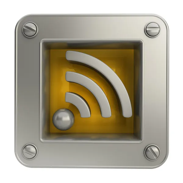 3D button icon with rss symbol — Stock Photo, Image