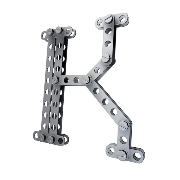 Metallic letter (K) with rivets and screws — Stock Photo, Image