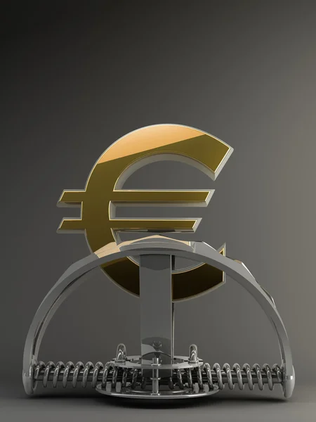 Евро символ в ловушке 3d — стоковое фото